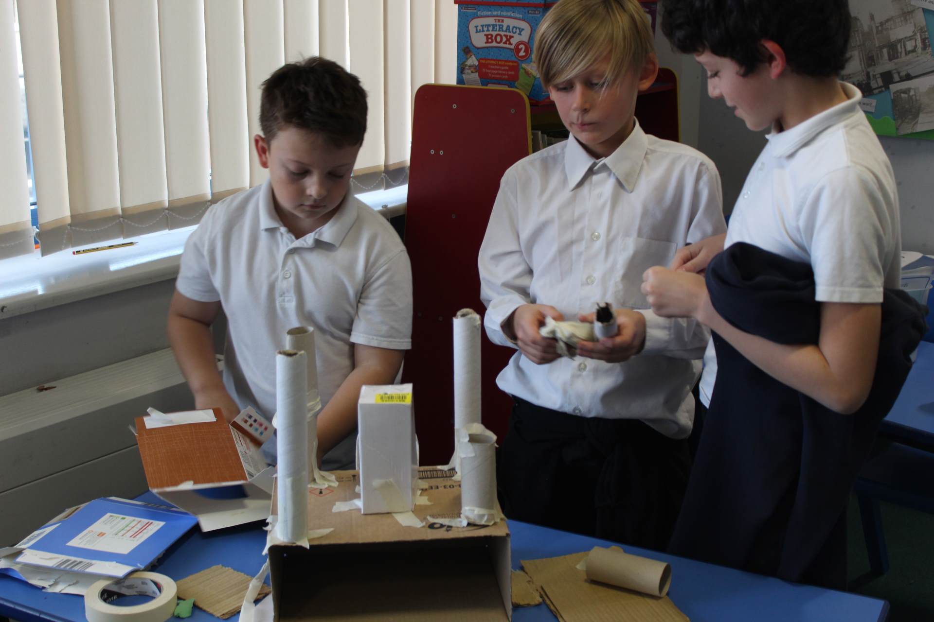 Year 5 children making and talking about features of a mosque following a visit to a local mosque. 